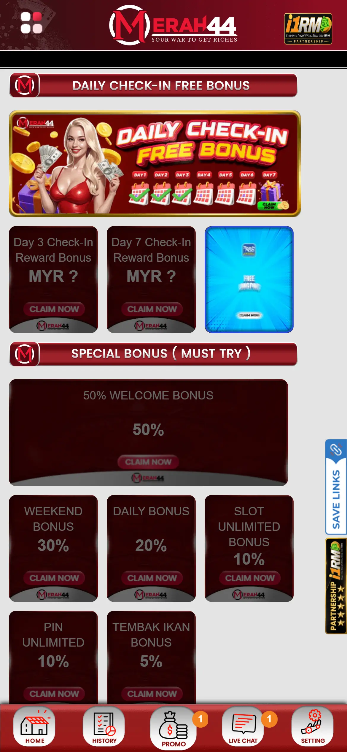 Merah44 Daily Check In Bonus